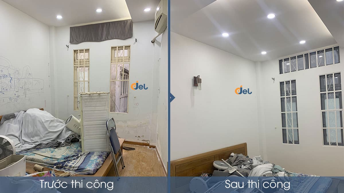 phòng ngủ nhà anh Thuận trước và sau khi thi công